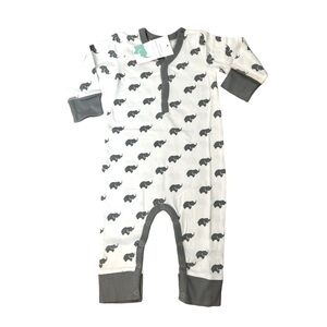 Layette Monica + Andy Out and About Romper in Grey Elephant Multiple Sizes NWT